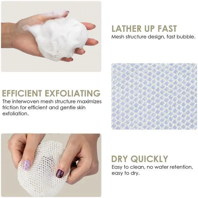 Alt view image 6 of 7 - Hygienic Body Cleansing Scrubber with Exfoliating Net Sponge Case,Pack of 2