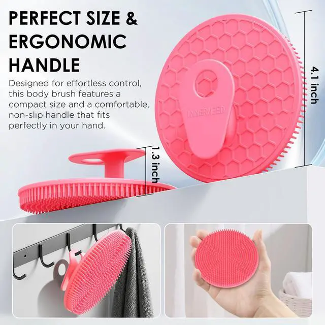 Alt view image 2 of 7 - Hygienic Body Cleansing Scrubber with Exfoliating Net Sponge Case,Pack of 2