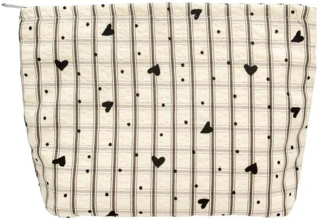 Main image of Flat Makeup Bag for Women,Zipper Cosmetic Pouch for Purse,Gingham Heart