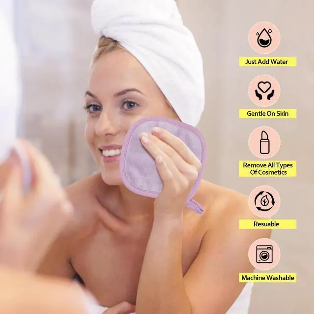 Alt view image 4 of 7 - Makeup Remover Cloth 12 Pack Reusable Makeup Remover Pads Washable