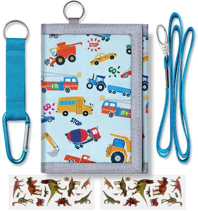 Main image of Kids Wallets for Boys With Coin Pocket, Wallets for Kids Ages 4-18, Toddler Trifold Truck Wallet With 9 Card Holders,Novelty Wallet for Childrens Birthday Gifts