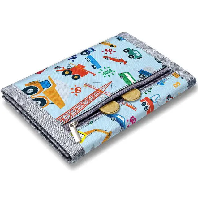 Alt view image 2 of 7 - Kids Wallets for Boys With Coin Pocket, Wallets for Kids Ages 4-18, Toddler Trifold Truck Wallet With 9 Card Holders,Novelty Wallet for Childrens Birthday Gifts
