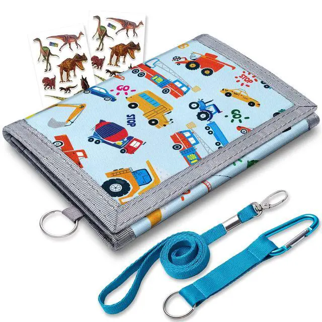 Alt view image 7 of 7 - Kids Wallets for Boys With Coin Pocket, Wallets for Kids Ages 4-18, Toddler Trifold Truck Wallet With 9 Card Holders,Novelty Wallet for Childrens Birthday Gifts