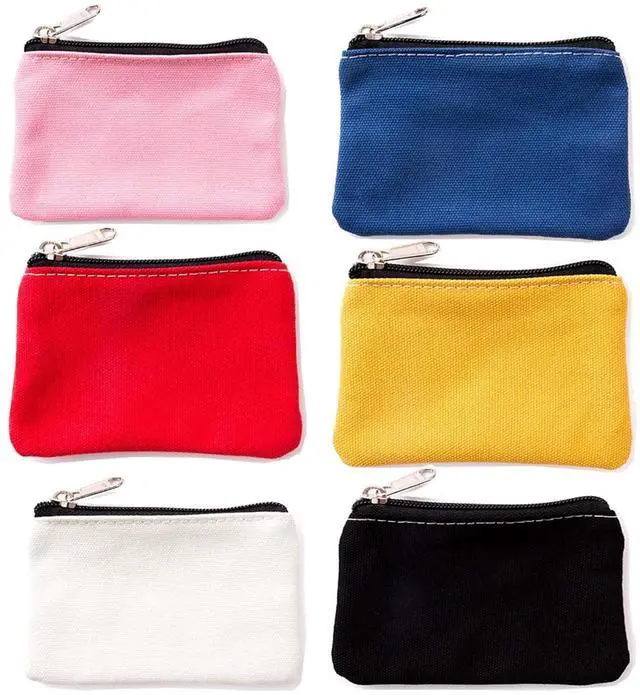 Main image of 6 Pack Canvas Coin Purse 3.1x5.1in Multi Colors