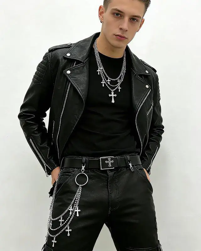 Alt view image 3 of 6 - Pants Pocket Chain for Men Women: Jean Purse Wallet Chain Belt Punk Goth Streetwear Emo Y2K Rockstar Accessory - Silver Cross