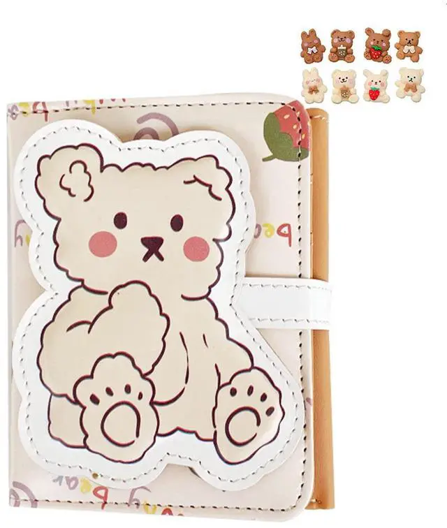 Main image of Kawaii Bear Wallet Cute Cartoon Card Holder Girls Coin Purse Anime Key Bag Card Case Front Pocket Wallet (Beige-1)