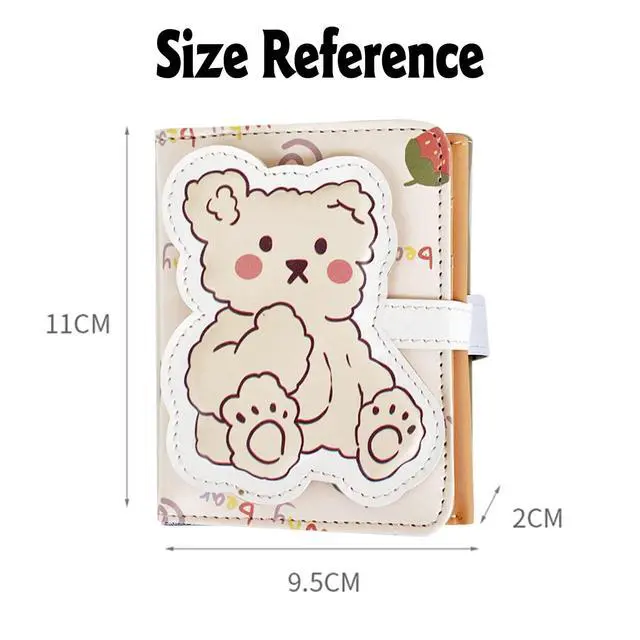 Alt view image 4 of 7 - Kawaii Bear Wallet Cute Cartoon Card Holder Girls Coin Purse Anime Key Bag Card Case Front Pocket Wallet (Beige-1)