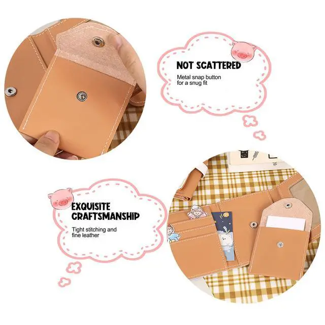 Alt view image 7 of 7 - Kawaii Bear Wallet Cute Cartoon Card Holder Girls Coin Purse Anime Key Bag Card Case Front Pocket Wallet (Beige-1)