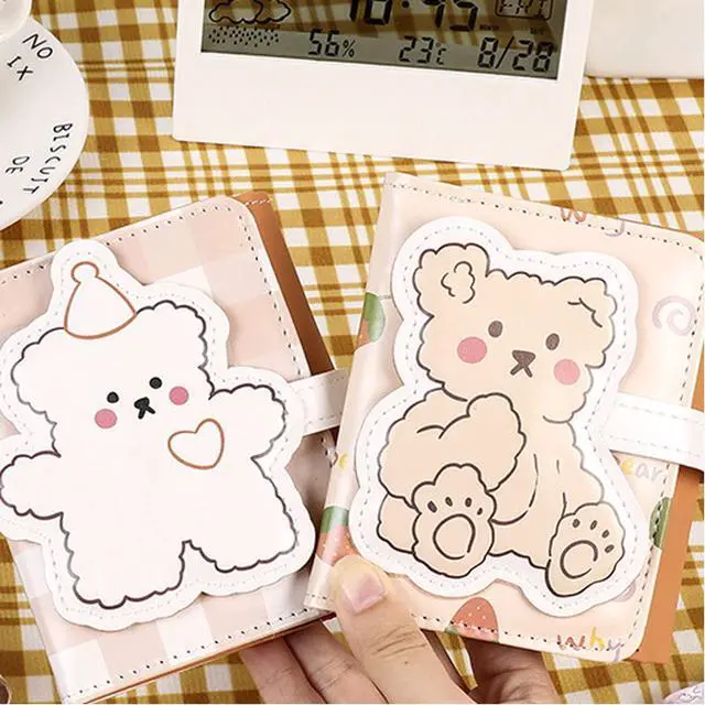 Alt view image 6 of 7 - Kawaii Bear Wallet Cute Cartoon Card Holder Girls Coin Purse Anime Key Bag Card Case Front Pocket Wallet (Beige-1)