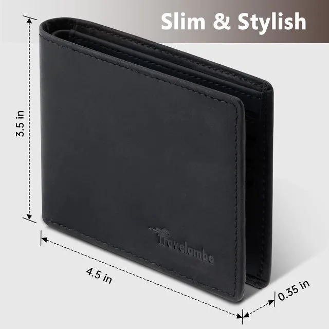 Alt view image 5 of 7 - Leather Wallet for Men, Slim Minimalist RFID Credit Card Holder
