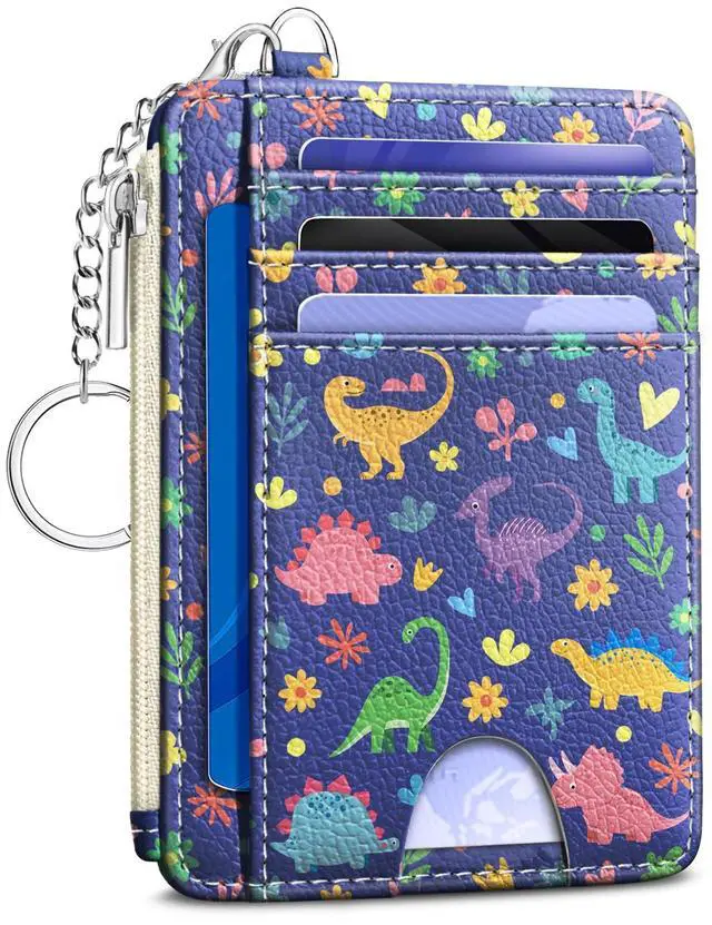 Main image of Cute Dinosaur Credit Card Holder, Small Wallet Women, Slim RFID