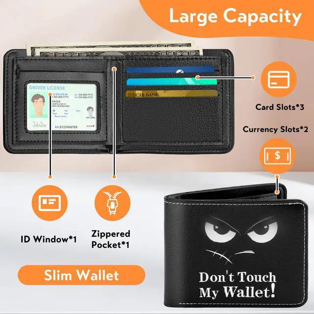 Alt view image 3 of 6 - Kids Wallets for Boys Girls Teen, Birthday Gift for 5 6 7 8 9 10 11 12 13 14 Year Old Boys, Cool Rfid Blocking Kid Wallet With Zipper Coin Pocket, Novelty Wallet for Kids Christmas/Birthday Gift