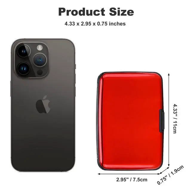 Alt view image 4 of 7 - Mini RFID Aluminum Wallet Credit Cards Holder Business Card Case Metal ID Case for Men Women (Red)