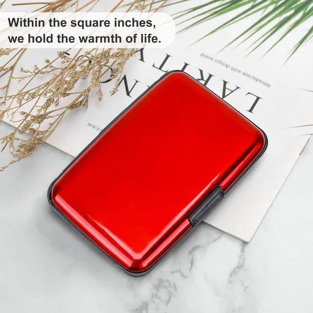 Alt view image 6 of 7 - Mini RFID Aluminum Wallet Credit Cards Holder Business Card Case Metal ID Case for Men Women (Red)
