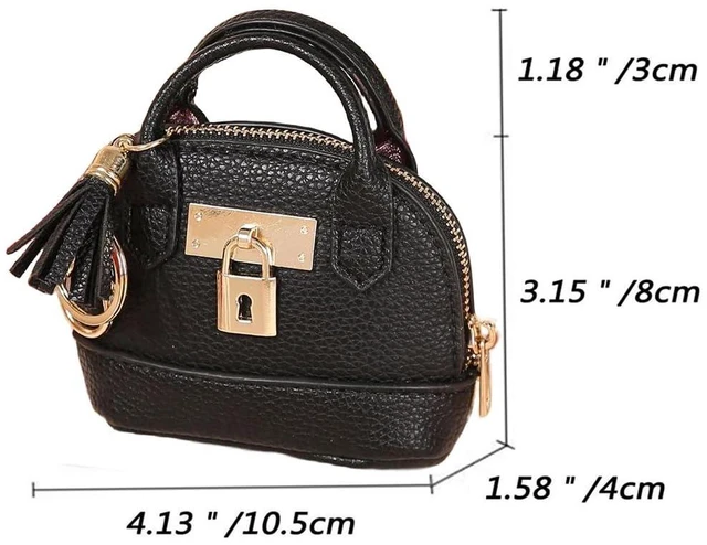 Alt view image 2 of 7 - Mini Bag Keychain Tote Cute Leather Coin Pouch Bag Creative Wallet Key Chain Bag for Women Girls Purse Handbag Decor Mini Makeup Bag Zipper Coin Purse Christmas Gift (Black)