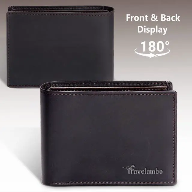 Alt view image 6 of 7 - Leather Wallet for Men, Slim Minimalist RFID Credit Card Holder