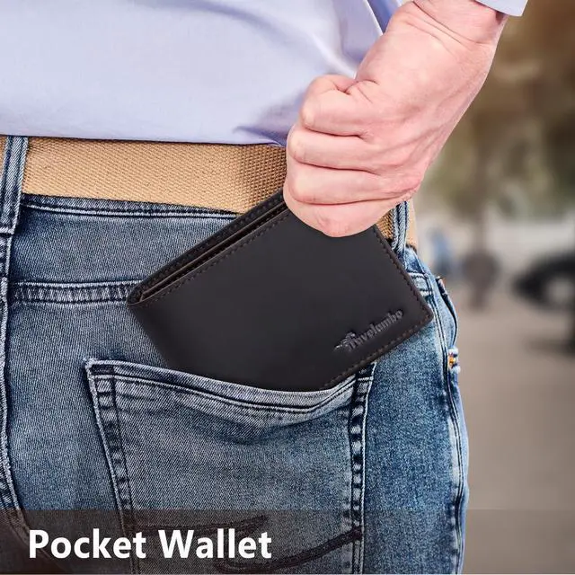 Alt view image 7 of 7 - Leather Wallet for Men, Slim Minimalist RFID Credit Card Holder