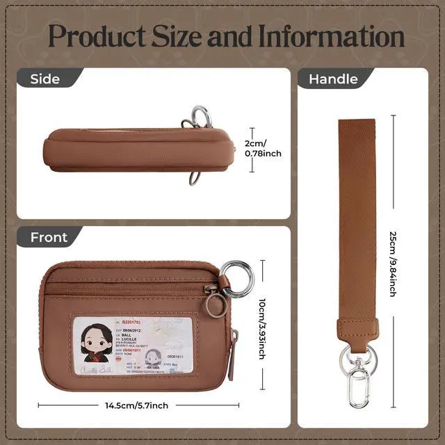 Alt view image 2 of 7 - KeyChain Wristlet Wallet For Women Iris Zip Card Case With ID Window