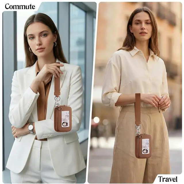 Alt view image 3 of 7 - KeyChain Wristlet Wallet For Women Iris Zip Card Case With ID Window