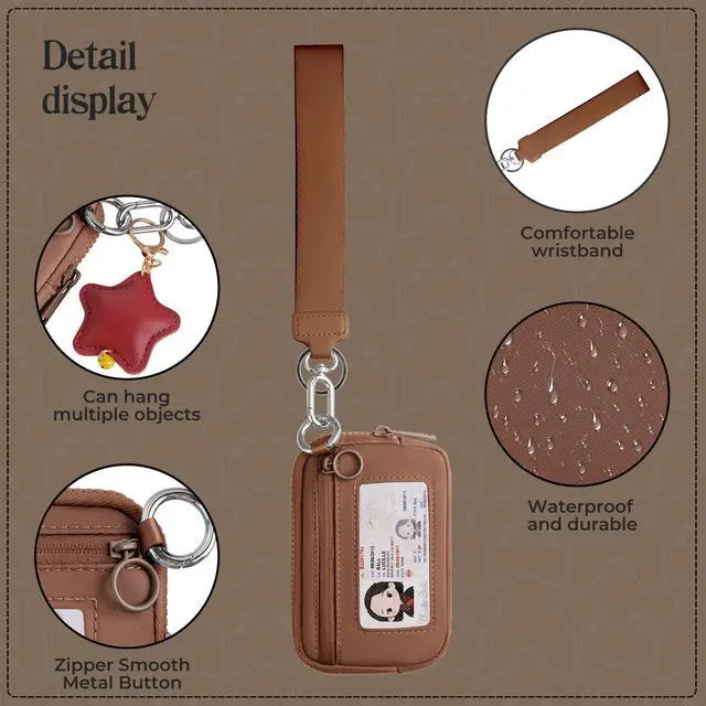 Alt view image 4 of 7 - KeyChain Wristlet Wallet For Women Iris Zip Card Case With ID Window