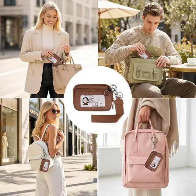 Alt view image 6 of 7 - KeyChain Wristlet Wallet For Women Iris Zip Card Case With ID Window