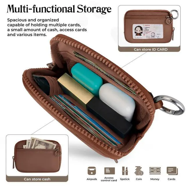 Alt view image 5 of 7 - KeyChain Wristlet Wallet For Women Iris Zip Card Case With ID Window