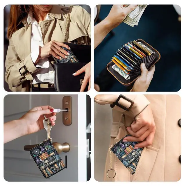 Alt view image 3 of 7 - Goth Book Credit Card Holder RFID Small Wallet Women Keychain