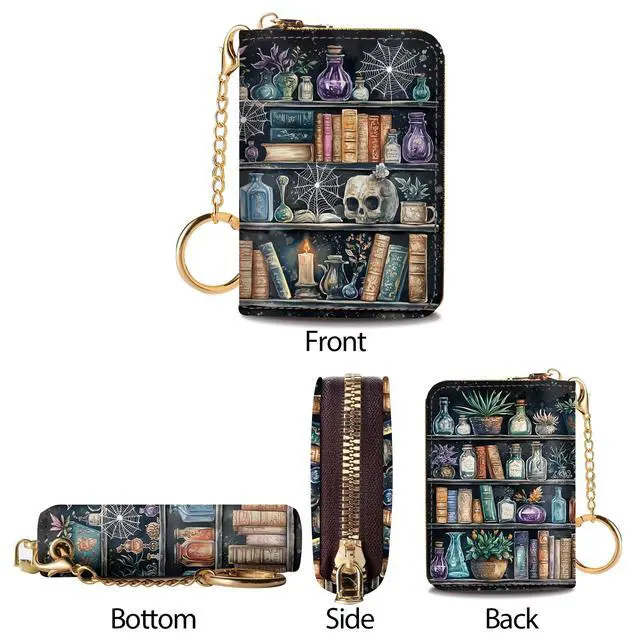 Alt view image 7 of 7 - Goth Book Credit Card Holder RFID Small Wallet Women Keychain