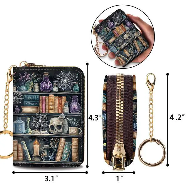 Alt view image 6 of 7 - Goth Book Credit Card Holder RFID Small Wallet Women Keychain