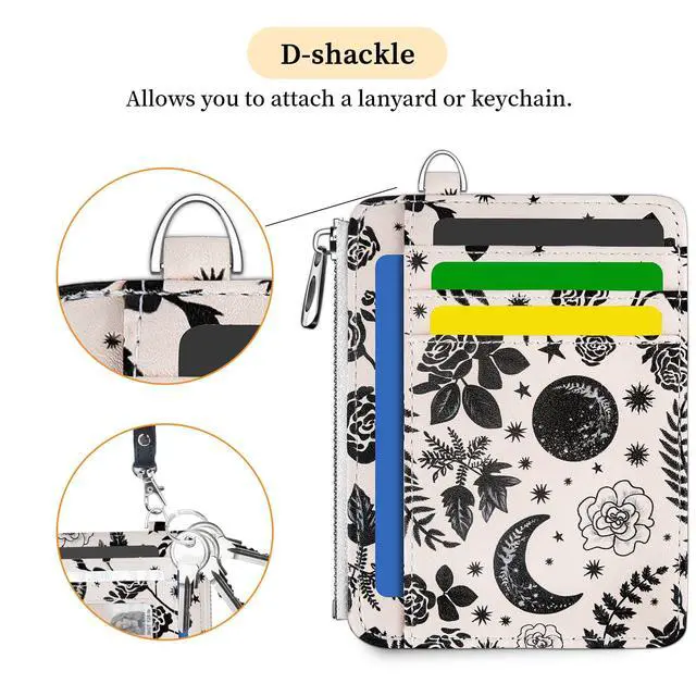 Alt view image 5 of 7 - Goth Moon Floral Slim Wallet Women Credit Card Holder RFID Small