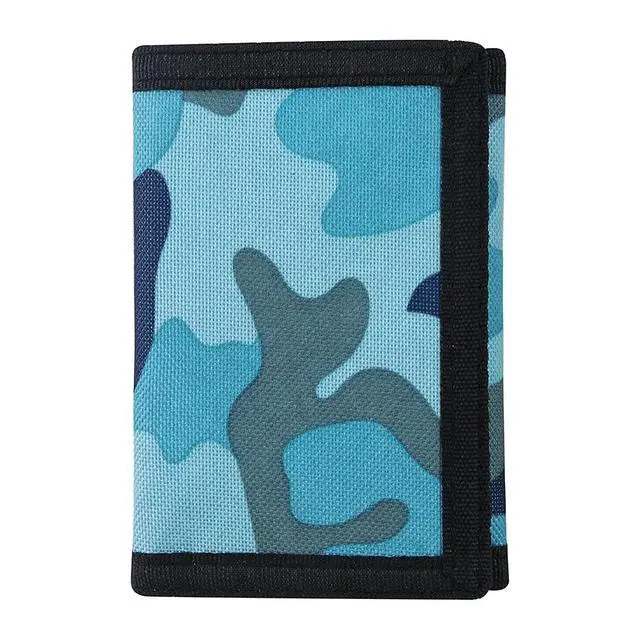 Alt view image 2 of 7 - RFID Blocking Canvas Wallet for Men and Women - Camo Trifold Outdoor Sports Wallets with Magic Sticker for Teen Kids (Camo Blue)