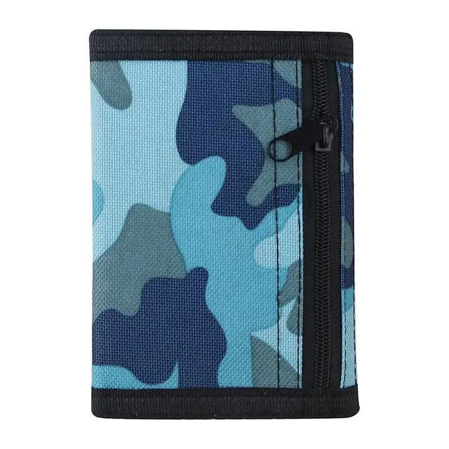 Alt view image 3 of 7 - RFID Blocking Canvas Wallet for Men and Women - Camo Trifold Outdoor Sports Wallets with Magic Sticker for Teen Kids (Camo Blue)