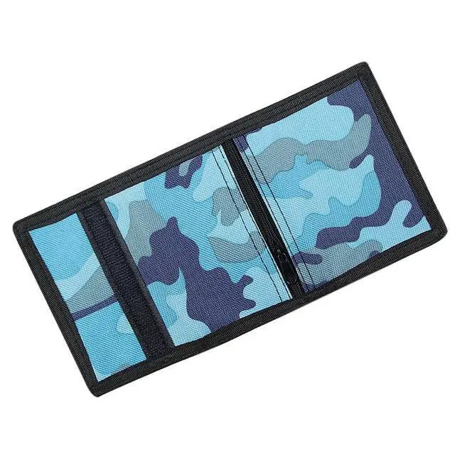 Alt view image 7 of 7 - RFID Blocking Canvas Wallet for Men and Women - Camo Trifold Outdoor Sports Wallets with Magic Sticker for Teen Kids (Camo Blue)