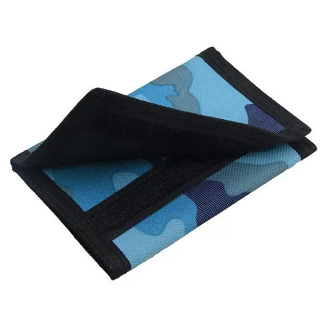 Alt view image 5 of 7 - RFID Blocking Canvas Wallet for Men and Women - Camo Trifold Outdoor Sports Wallets with Magic Sticker for Teen Kids (Camo Blue)