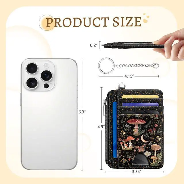 Alt view image 5 of 7 - Mushrooms Credit Card Holder Small Wallet Women, Moon Slim RFID