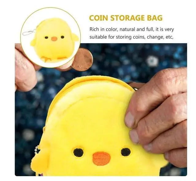 Alt view image 4 of 7 - 2Pcs Yellow Cute Cartoon Coin Purse,Creative Chicken Fruit Shape Bag for Girls Mini Zipper Purse Wallets Women's Coin Purses and Pouches,Wallets,Card Cases and Money Organizers,Gift for Girls or Women
