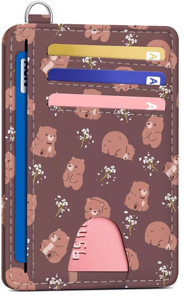 Main image of Slim Wallet, Credit Card Holder for Women, Minimalist Front Pocket RFID Blocking Card Cases, Small Wallet Women Men(Cute Bear)