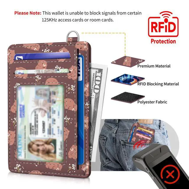 Alt view image 4 of 7 - Slim Wallet, Credit Card Holder for Women, Minimalist Front Pocket RFID Blocking Card Cases, Small Wallet Women Men(Cute Bear)