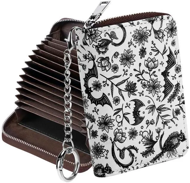 Main image of Credit Card Holder, Zipper Credit Card Wallet for Women, Small Accordion Card Cases Holder, KeyChain Wallet, Business Card Holder, Bat