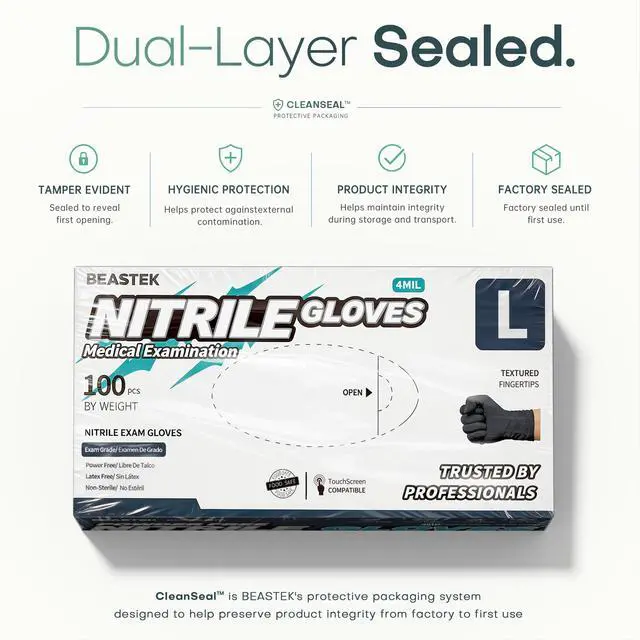 Alt view image 5 of 6 - Black Nitrile Exam Gloves, 4Mil Powder-Free Food Prep Disposable L