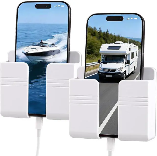 Main image of RV Accessories: Boat Accessories & Camper Accessory - Wall Phone Holder for Dorm Room & Apartment Essentials - Travel Trailer & RV Essentials for Inside and Pontoon Boat Accessory(2Pcs-White)