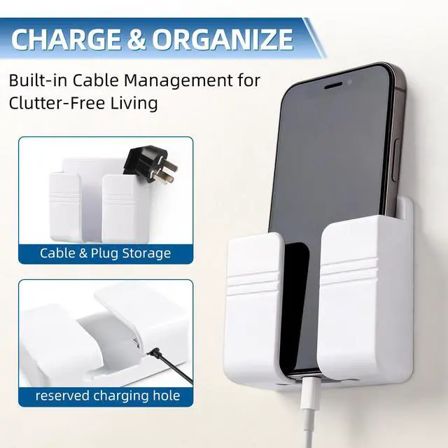 Alt view image 6 of 7 - RV Accessories: Boat Accessories & Camper Accessory - Wall Phone Holder for Dorm Room & Apartment Essentials - Travel Trailer & RV Essentials for Inside and Pontoon Boat Accessory(2Pcs-White)