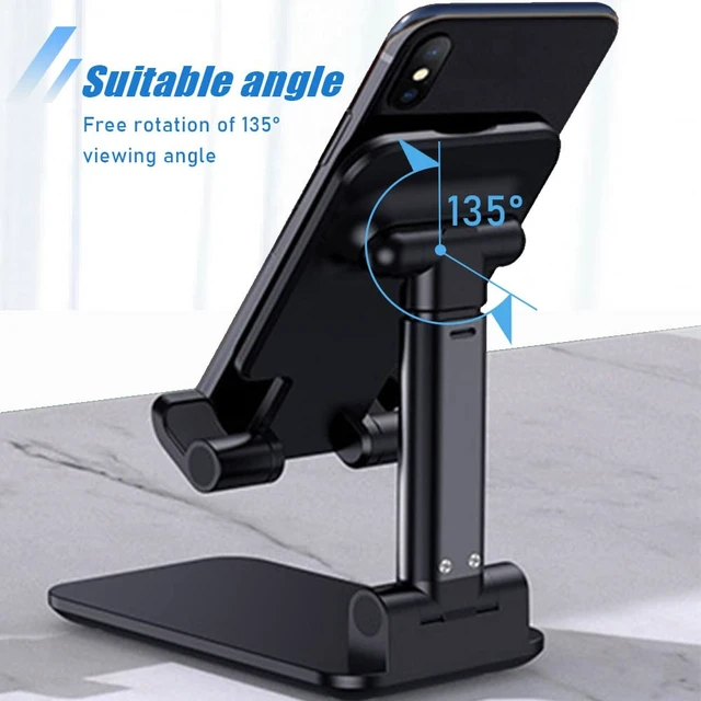 Alt view image 3 of 6 - Phone Stand 2Pack Cell Phone Holder for iPhone Office Desk Accessories | Mini, Weighted base, Cute, Portable, Fully Foldable, Under 8" Devices, All Smart phones, Office Accessories,2Pack