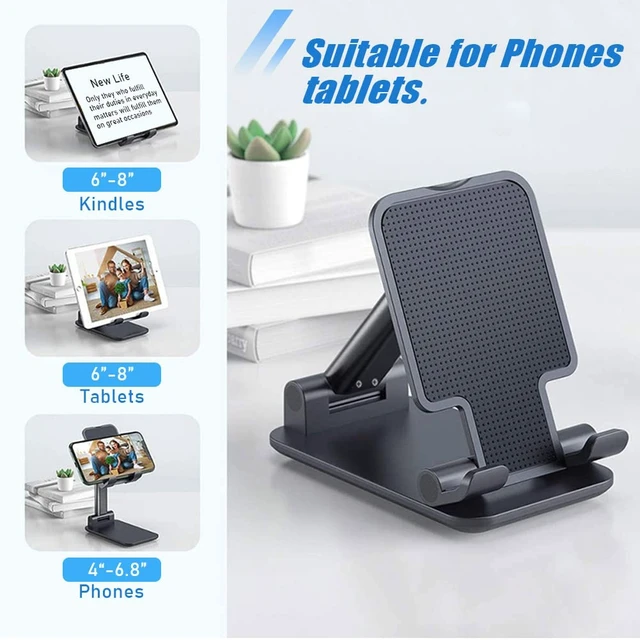 Alt view image 4 of 6 - Phone Stand 2Pack Cell Phone Holder for iPhone Office Desk Accessories | Mini, Weighted base, Cute, Portable, Fully Foldable, Under 8" Devices, All Smart phones, Office Accessories,2Pack