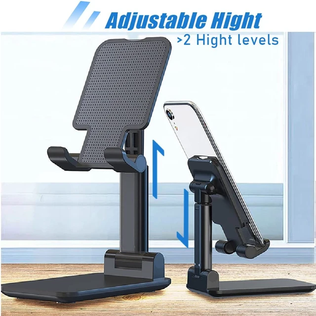 Alt view image 2 of 6 - Phone Stand 2Pack Cell Phone Holder for iPhone Office Desk Accessories | Mini, Weighted base, Cute, Portable, Fully Foldable, Under 8" Devices, All Smart phones, Office Accessories,2Pack