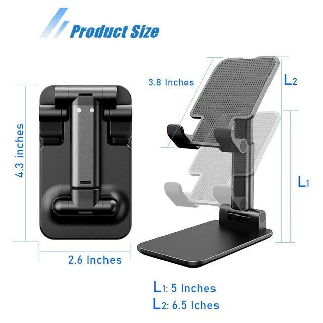 Alt view image 6 of 6 - Phone Stand 2Pack Cell Phone Holder for iPhone Office Desk Accessories | Mini, Weighted base, Cute, Portable, Fully Foldable, Under 8" Devices, All Smart phones, Office Accessories,2Pack