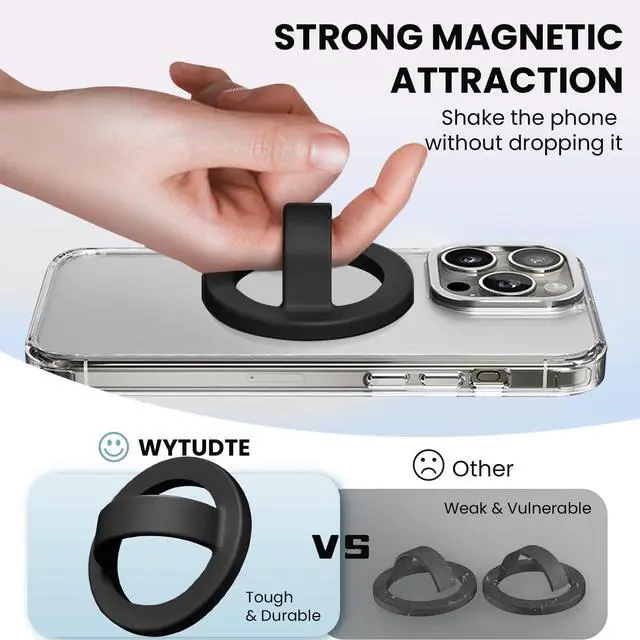Alt view image 2 of 7 - Magnetic Silicone Ring Grip Phone Holder, Loop Grip Phone Holder,Magnetic Phone Loop,Magsafe Phone Grip,Compatible with Magsafe for iPhone 16/15/14/13/12 Series (Black)