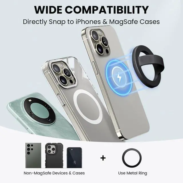 Alt view image 4 of 7 - Magnetic Silicone Ring Grip Phone Holder, Loop Grip Phone Holder,Magnetic Phone Loop,Magsafe Phone Grip,Compatible with Magsafe for iPhone 16/15/14/13/12 Series (Black)