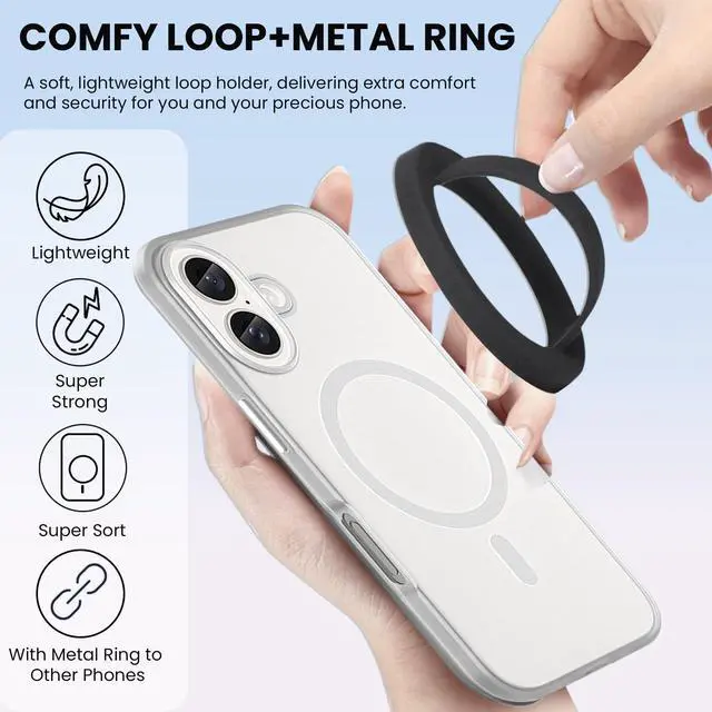 Alt view image 5 of 7 - Magnetic Silicone Ring Grip Phone Holder, Loop Grip Phone Holder,Magnetic Phone Loop,Magsafe Phone Grip,Compatible with Magsafe for iPhone 16/15/14/13/12 Series (Black)