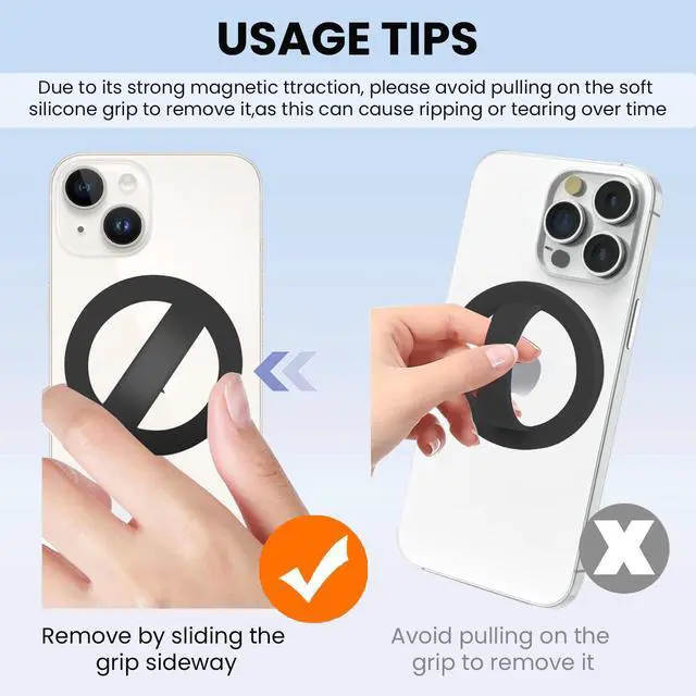 Alt view image 6 of 7 - Magnetic Silicone Ring Grip Phone Holder, Loop Grip Phone Holder,Magnetic Phone Loop,Magsafe Phone Grip,Compatible with Magsafe for iPhone 16/15/14/13/12 Series (Black)